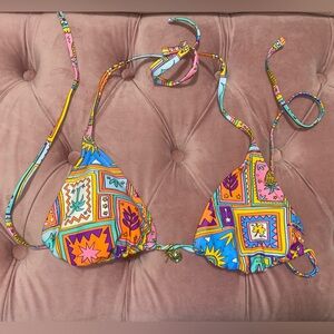 Colorful Printed Triangle Bikini Top